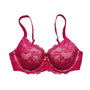 Victoria Secret Demi Padded Bra 34D Lined Demi Buste Body By Victoria Hot Pink